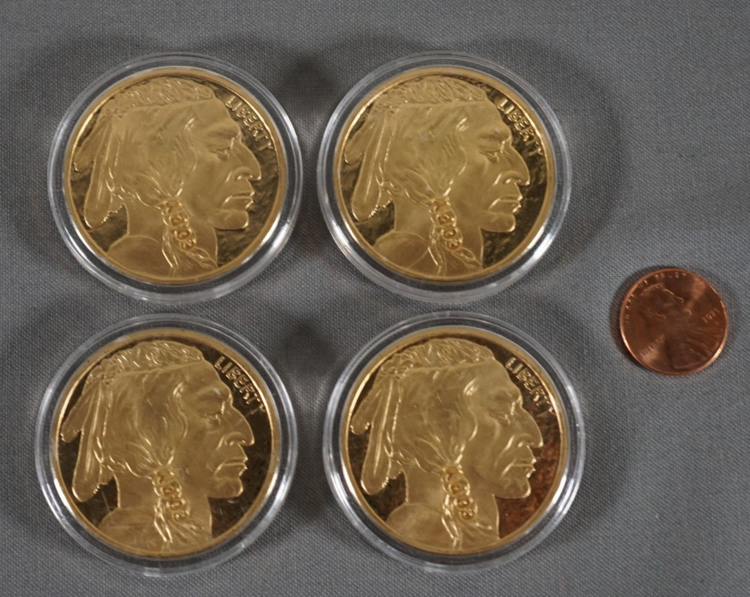 Lot of 4 2020 24K Plated $50 American Gold Buffalo Indian Head Tribute