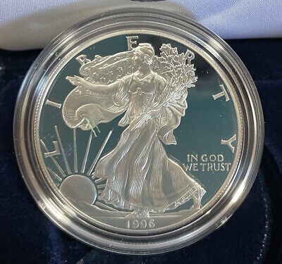 1996 P US Mint Proof American Silver Eagle 1 Coin W/ US Mint Box W/ COA