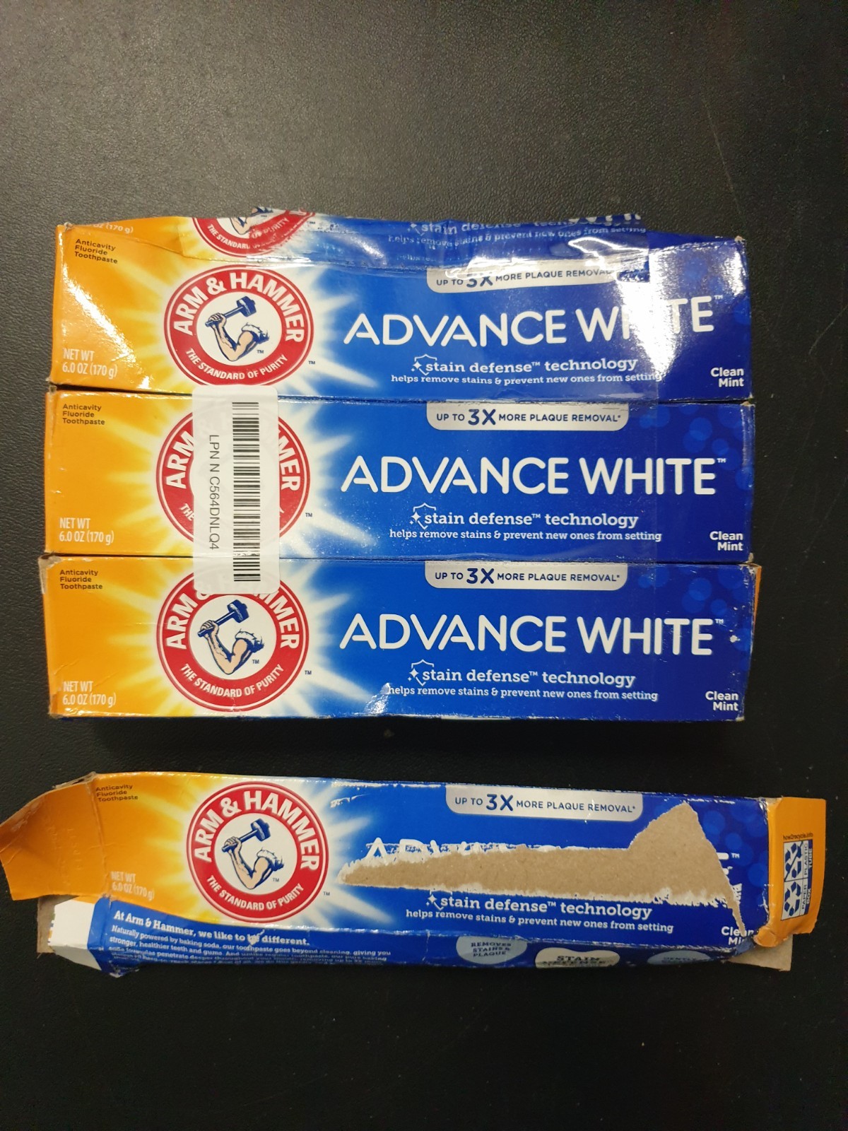 Arm & Hammer Advance White Toothpaste Clean Mint Anticavity Fluoride 6 oz 4-Pack