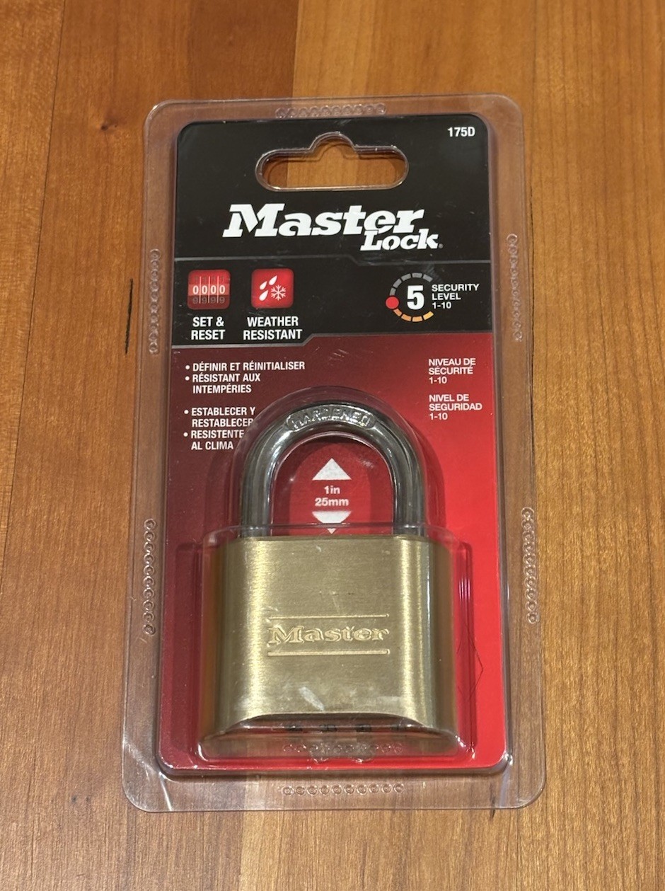 Master Lock Combination Lock 2in/51mm Wide, Set Your Own Hardened Shackle 175D