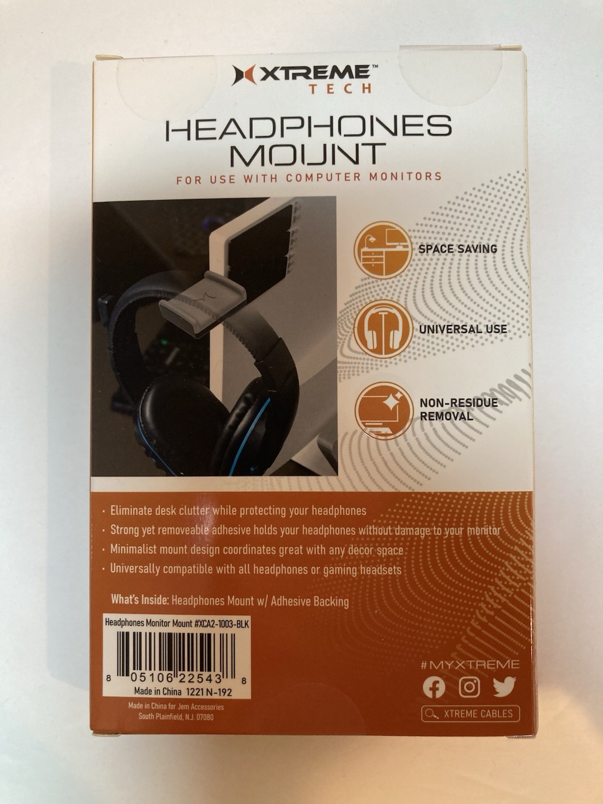 (2)Xtreme Tech Headphone Mount Hanger for Computer Monitors & Desk Organization