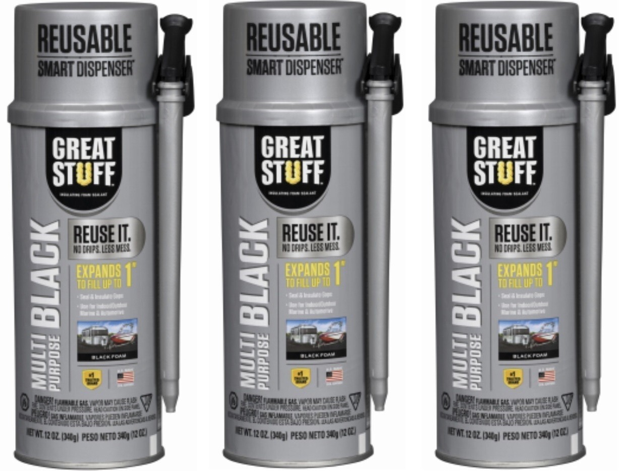 Great Stuff 99112876 12 oz Reusable Black Expanding Foam  - 3 Pack