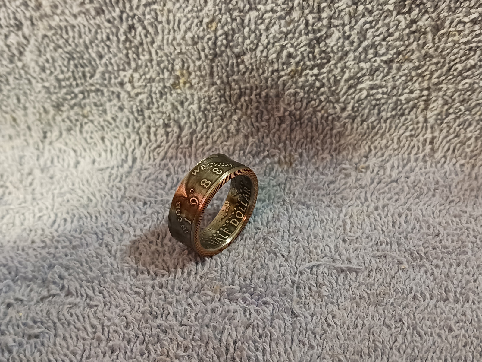 1988 Kennedy Half Dollars  size 10   coin ring  handmade mixed metals (B)