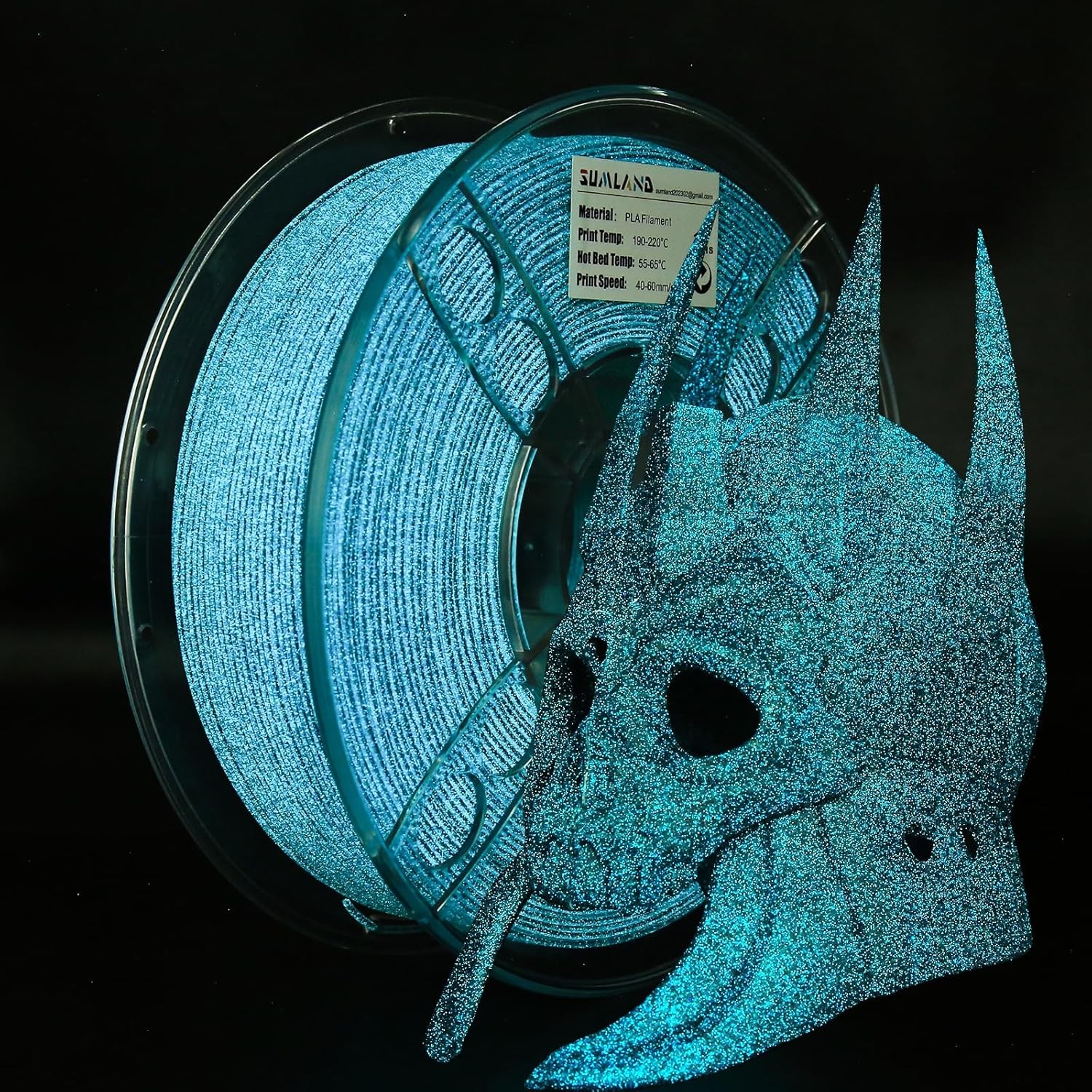 PLA Filament 1.75mm,3D Printer Filament UV Light Glitter PLA, Black Blue Starry