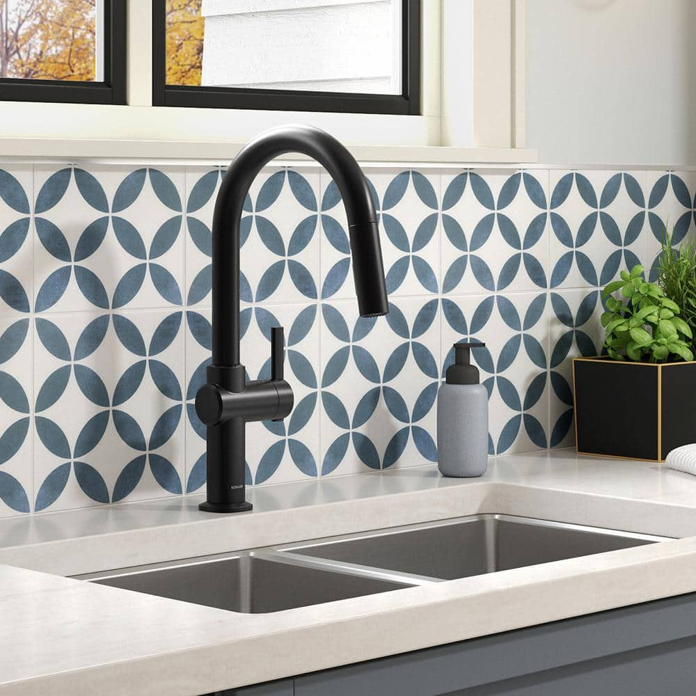 KOHLER Clarus Single Handle Pull Down Sprayer Kitchen Faucet in Matte Black