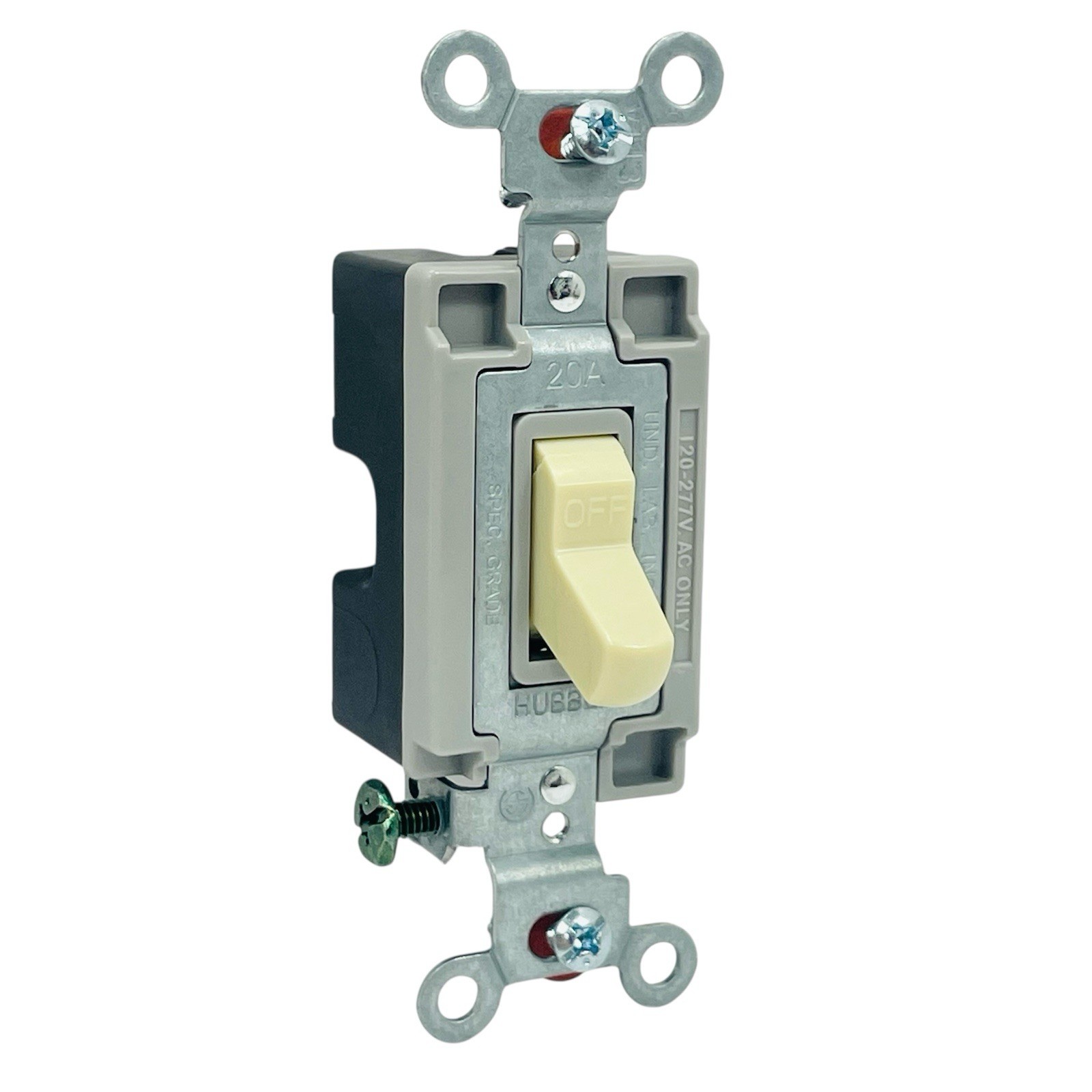 Box of 10 Hubbell CSB120I 20A Single Pole Commercial Switch Ivory Back/Side Wire