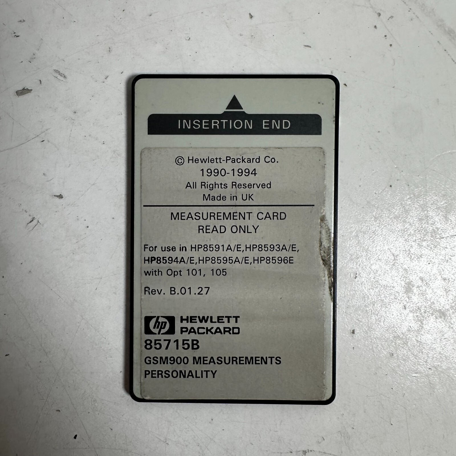 Vintage Hewlett Packard 85715B White Internal Compact Measurement Card