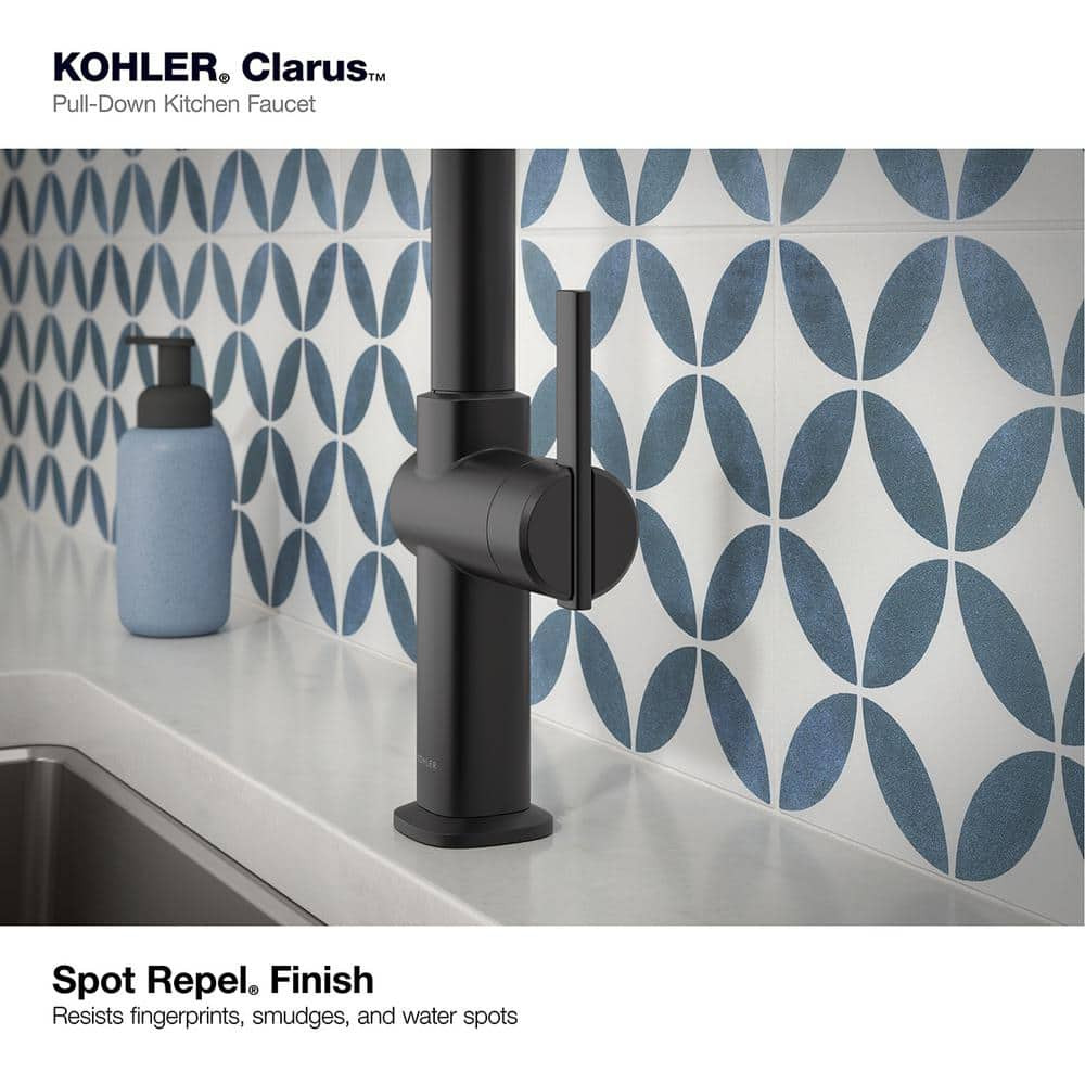 KOHLER Clarus Single Handle Pull Down Sprayer Kitchen Faucet in Matte Black