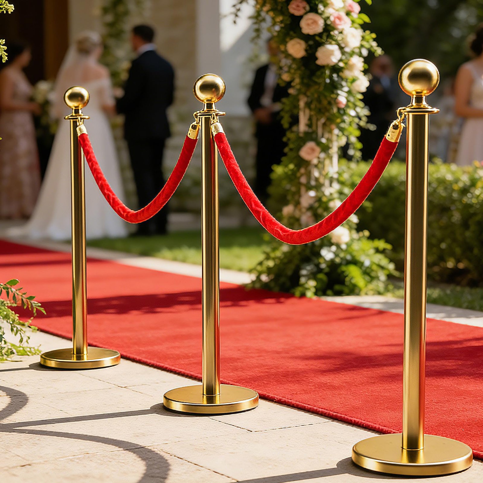 6 Pcs Velvet Stanchion Rope Decorations 5ft Crowd Control Ropes Safety Barrier