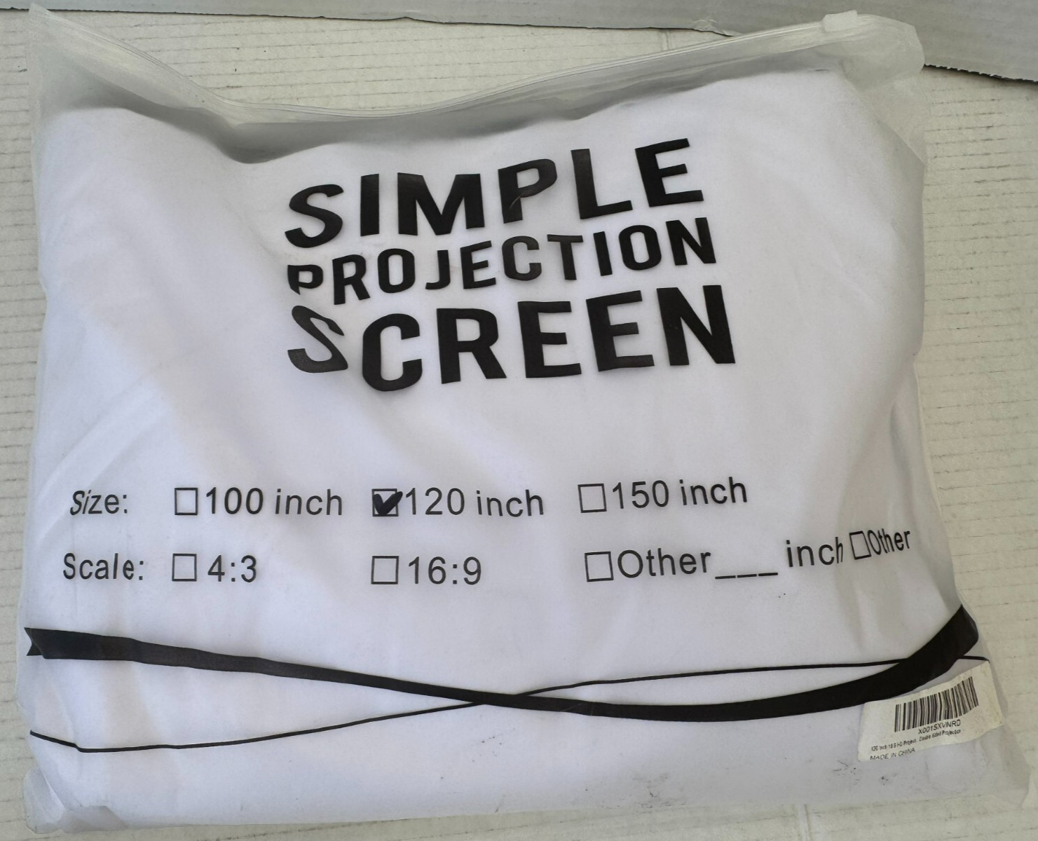 Simple Projection Screen 120 Inch Foldable 16:9 Scale NEW in Zip Bag