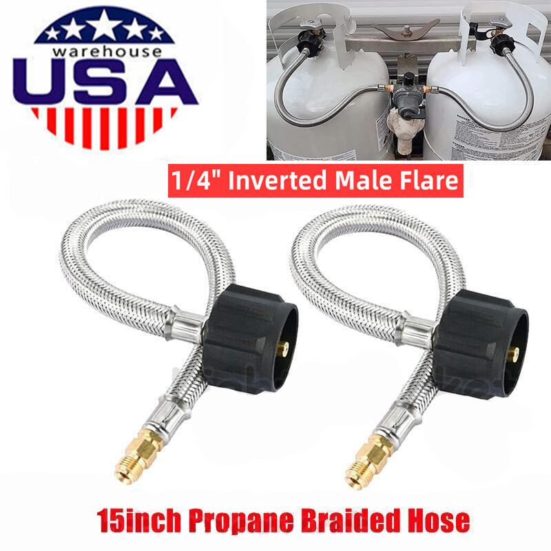 2X 15" Pig Tail LP Propane Gas Hose Tank Cylinders Connector RV Trailer Camper