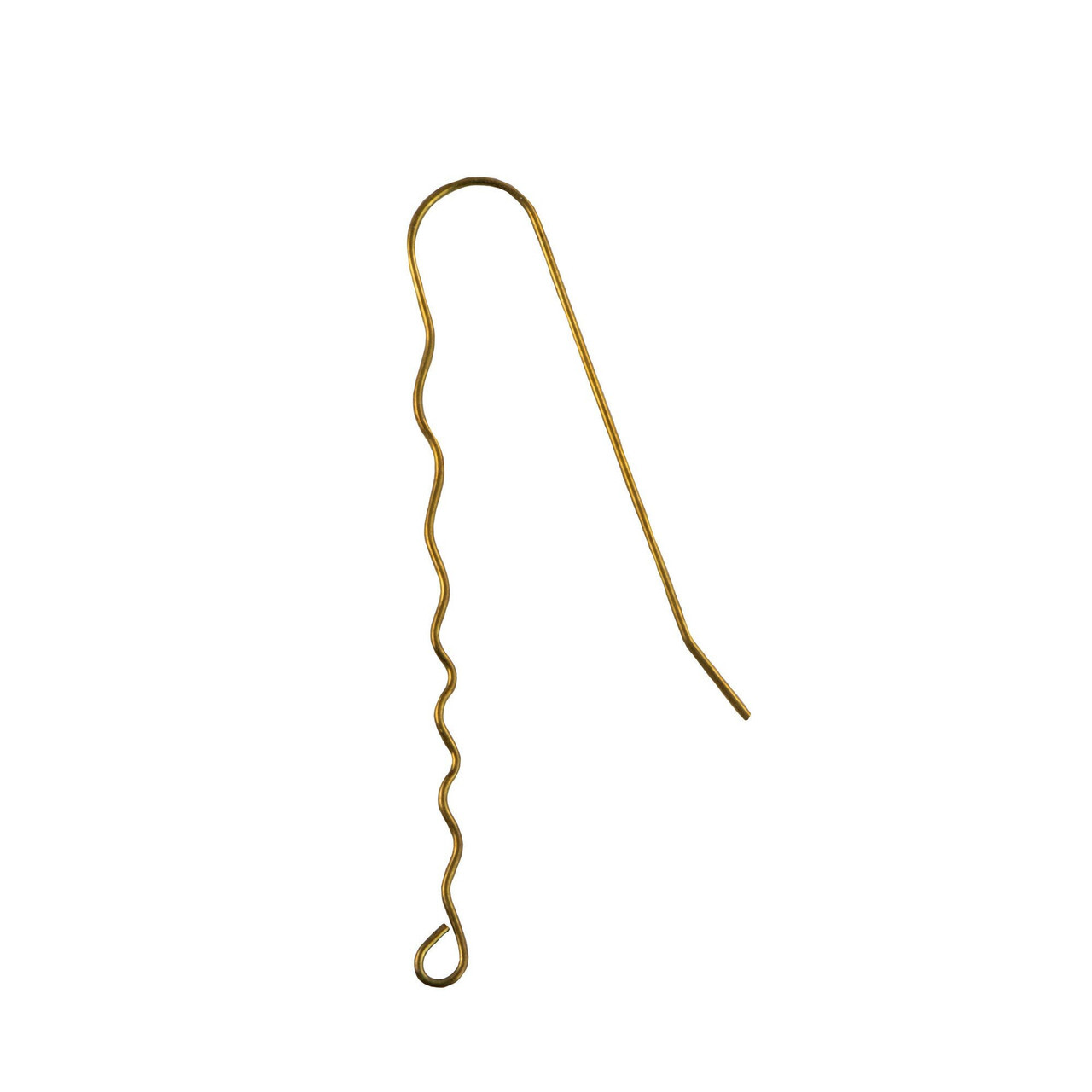 Raw Brass Wavy Long Ear Wires (12)