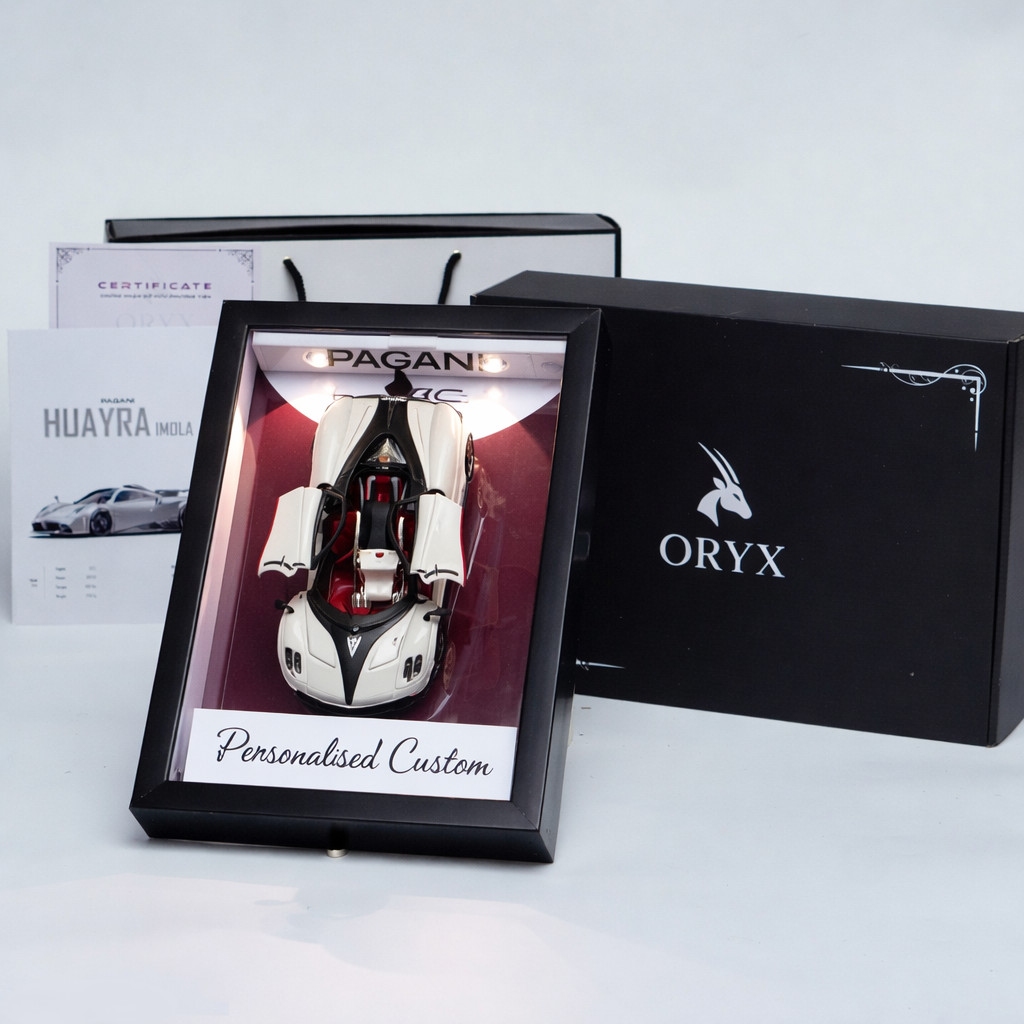 Pagani Huayra Imola 1:24 Model Car Frame Custom Text Gift Box LED Display
