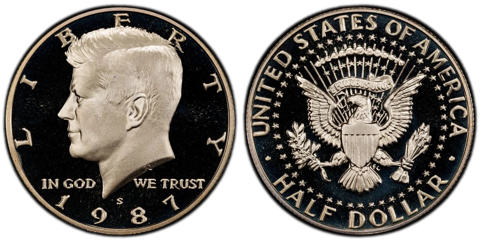 1987 P D S Kennedy Half Dollar In Mint Cello , Proof 3 Coins  - #1