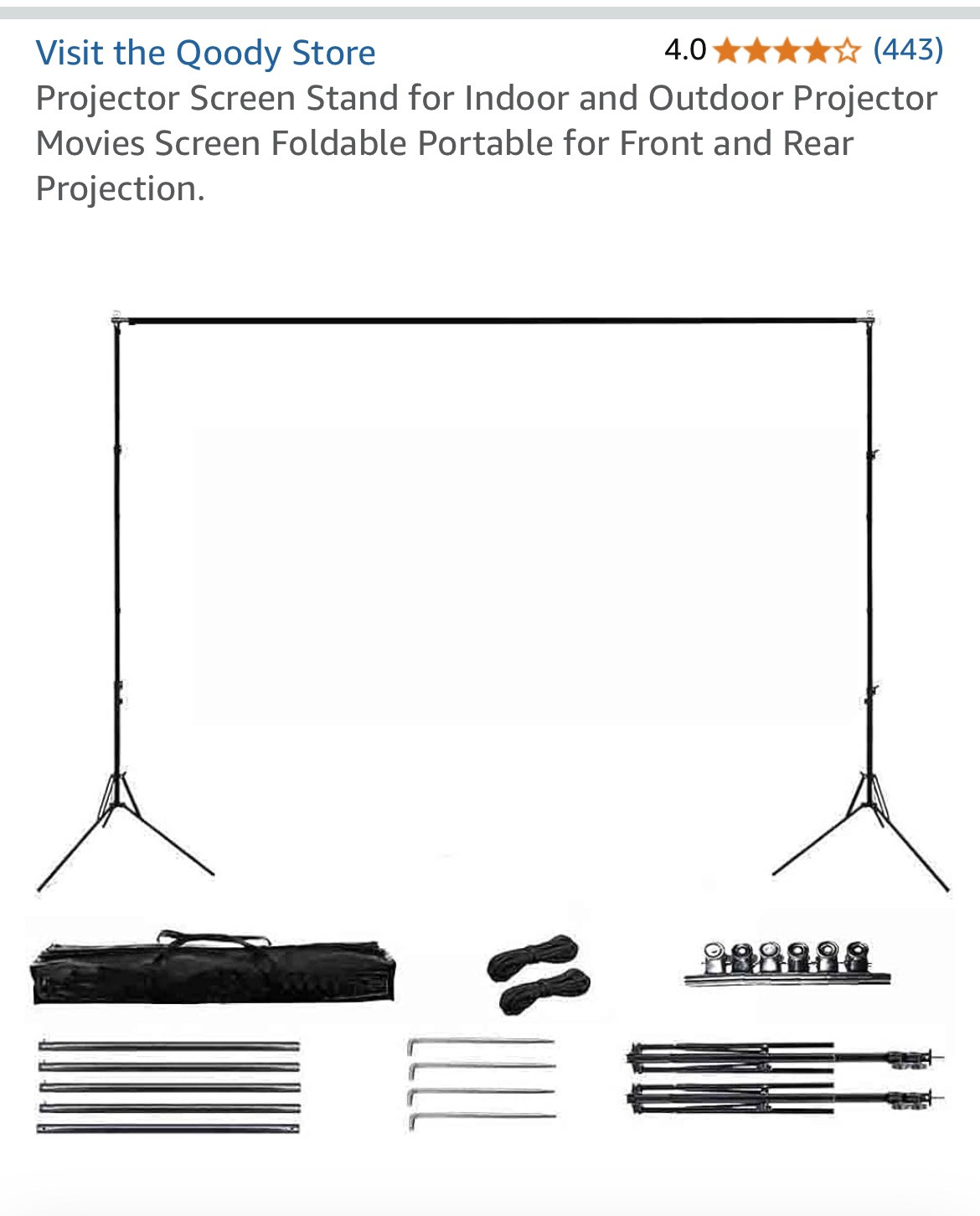 Qoody Projector Screen Stand Product Dimensions 196.85 X 78.74 Display 100”