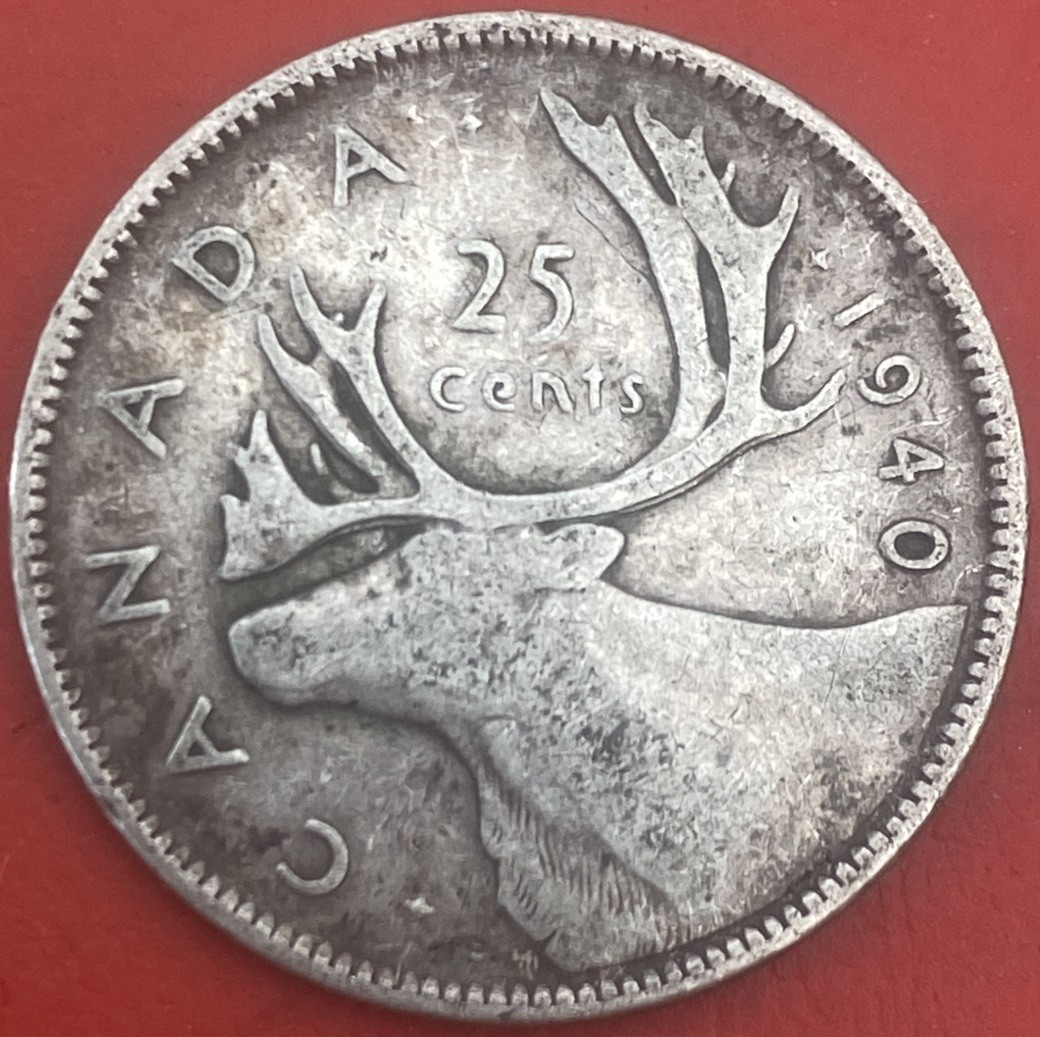 Canada 🇨🇦 1940 Quarter - Canada 25 Cent George VI Silver Coin
