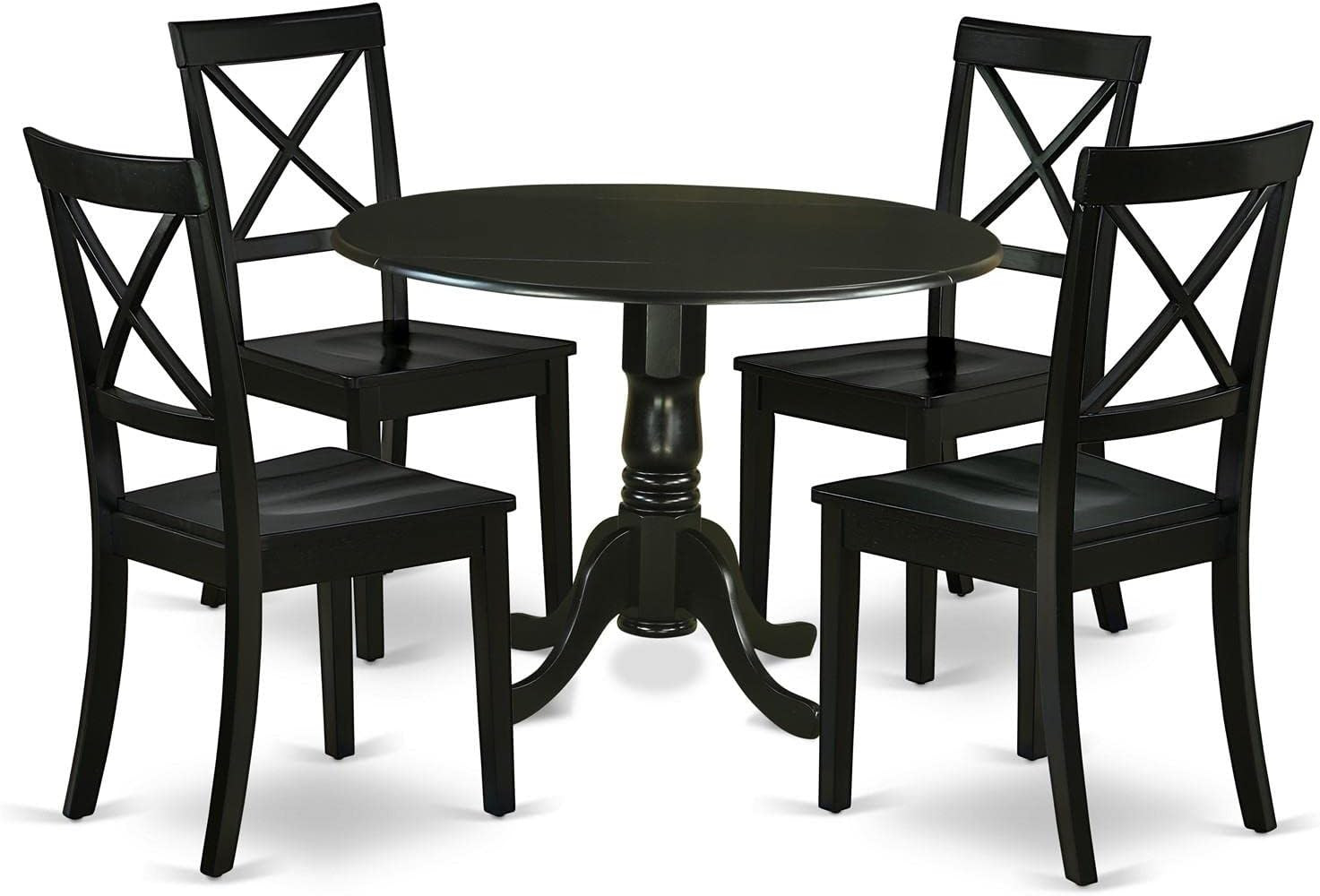 DLBO5-BLK-W 5 Piece Dinette Set for 4 Includes a round Dining Room Table with Dr