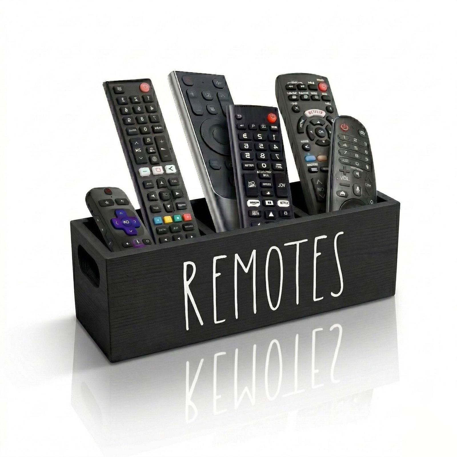 CHONIC Remote Control Holder, Farmhouse Storage Caddy, Bedside Black