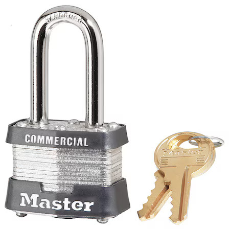 Master Lock 3Kalf Padlock, Keyed Alike, Long Shackle, Rectangular Steel Body,