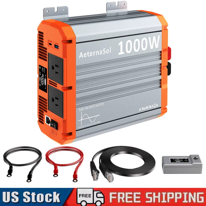 1000W Pure Sine Wave Inverter Power Inverter 12V to 110V 120V Converter US Car