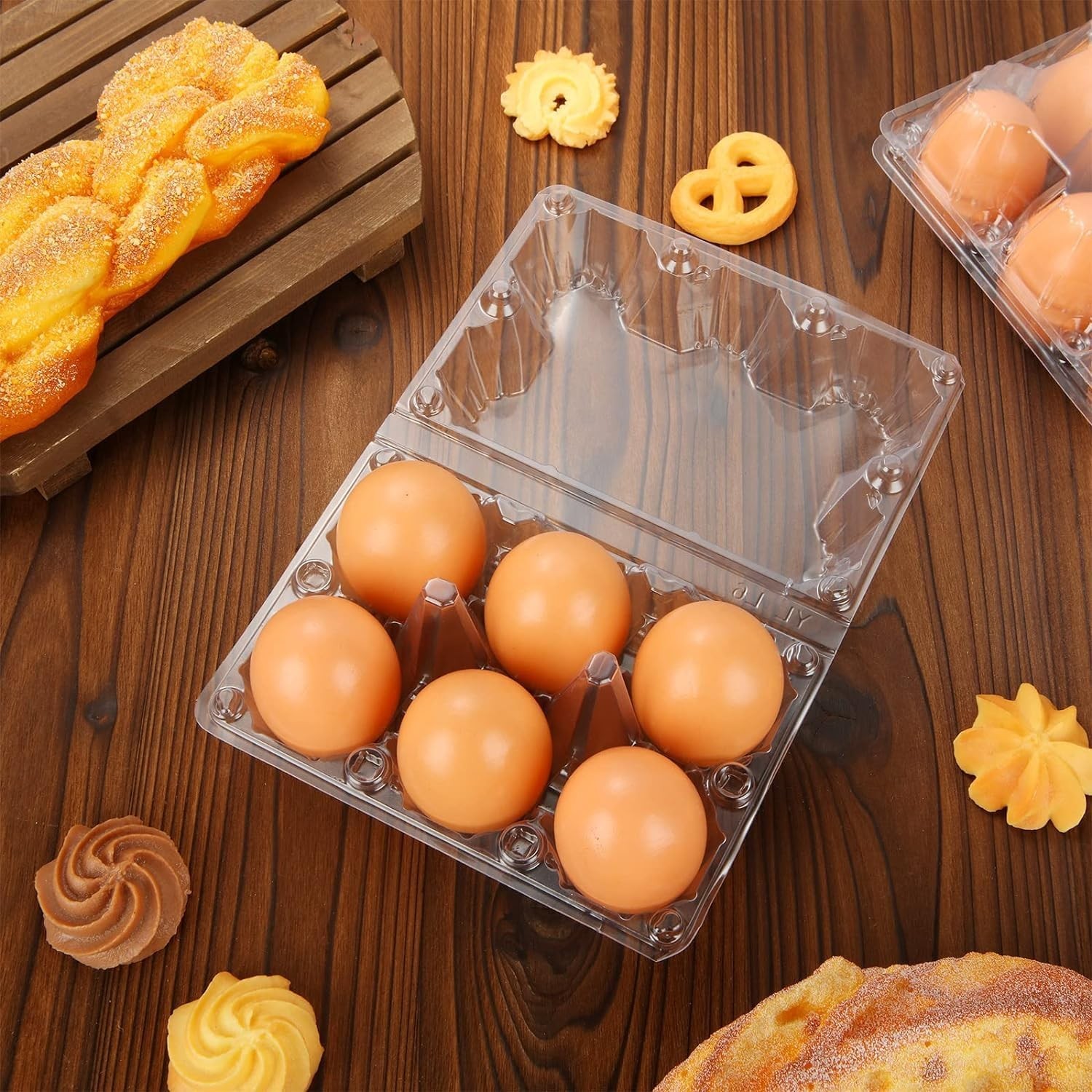 Plastic Clear Egg Carton for 6 Eggs,12Pack Egg Tray Reusable Medium Size Egg ...