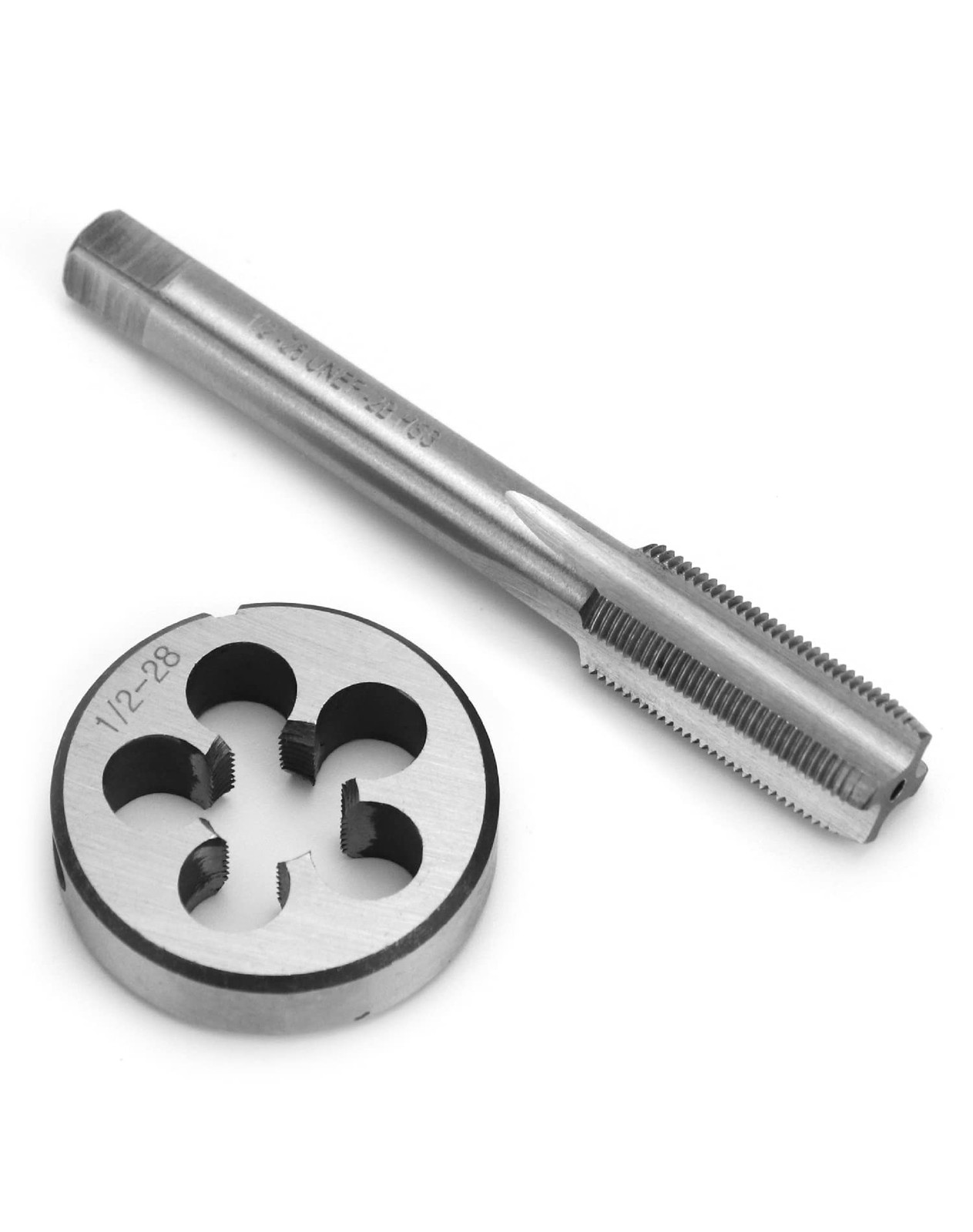1/2"28 UNEF Tap and Die Set, HSS Right Hand Threading Tool Kit, Round Die and...
