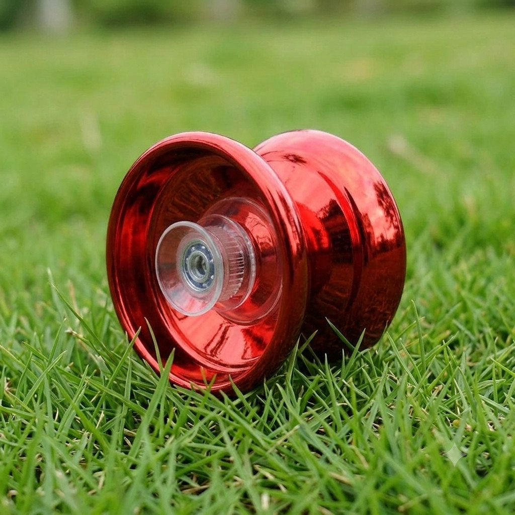 Pro Metal Yo-Yo Red Aluminum Trick Yoyo with Clear Hub & Precision Ball Bearing