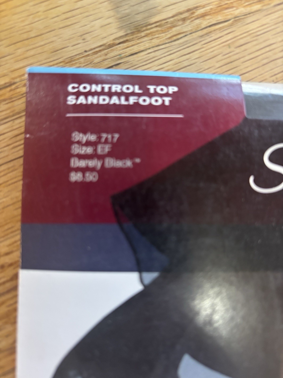 Hanes Silk Reflections, Control Top Sandal, Foot Style 717 Size EF Barely Black