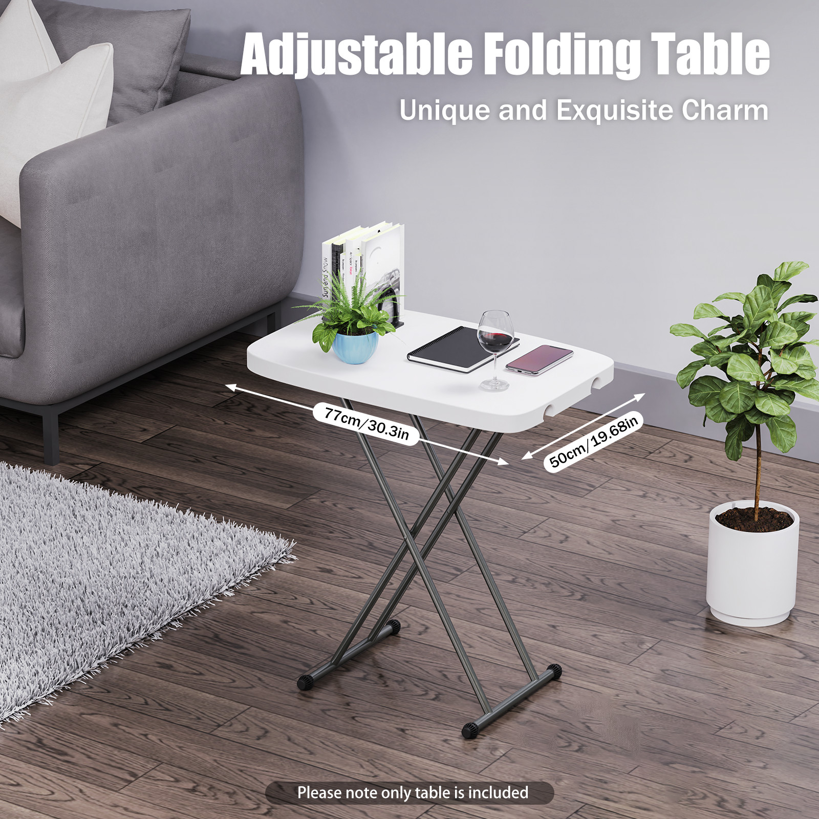 Folding Adjustable Height Table 30x20 Top Laptop Writing Art Crafts Tv Dinner US