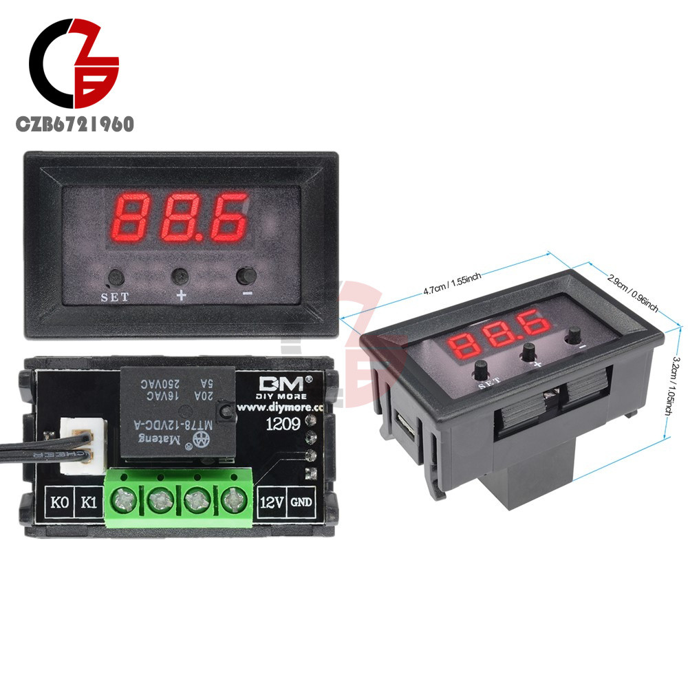 W1209 12V Digital Thermostat Temperature Controller Switch Sensor 50-110°C +Case
