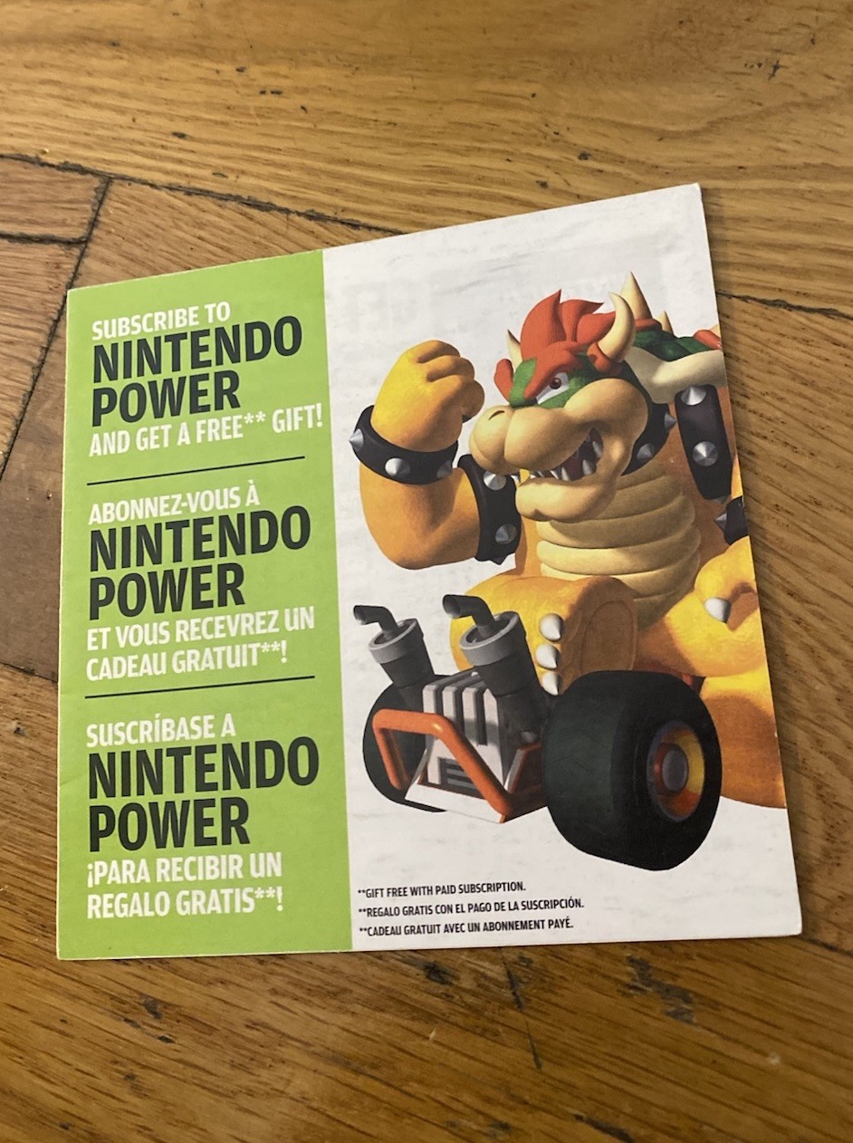 Mario Kart Subscribe To Nintendo Power  Insert Only Ds