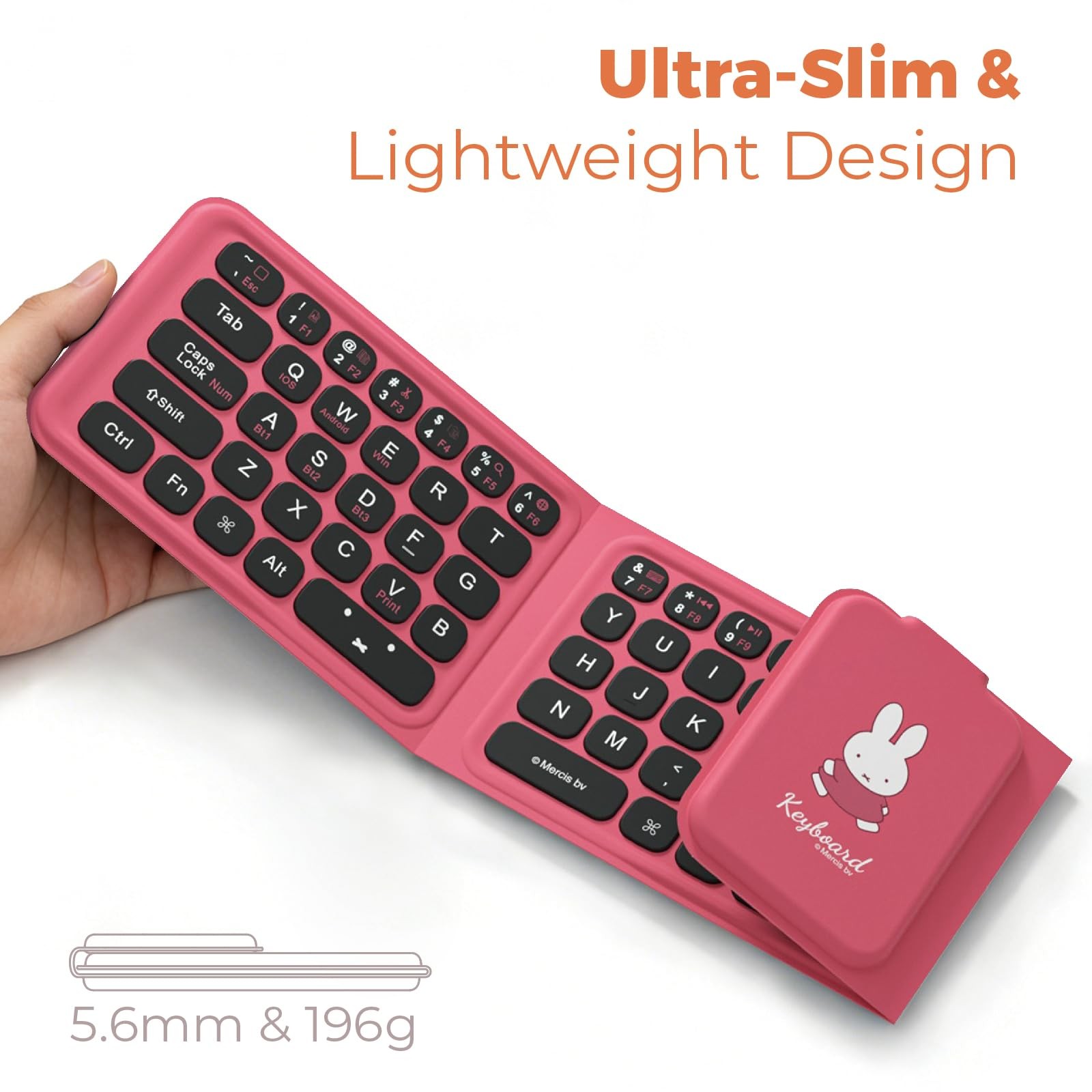 Miffy Triple-Fold Bluetooth Keyboard - Magnetic Fold Design with Integrated T...