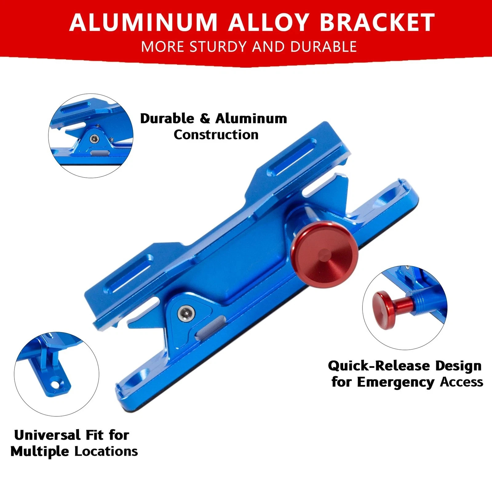 Quick Release Car Fire Extinguisher Mount – Blue Adjustable Aluminum Roll Bar...