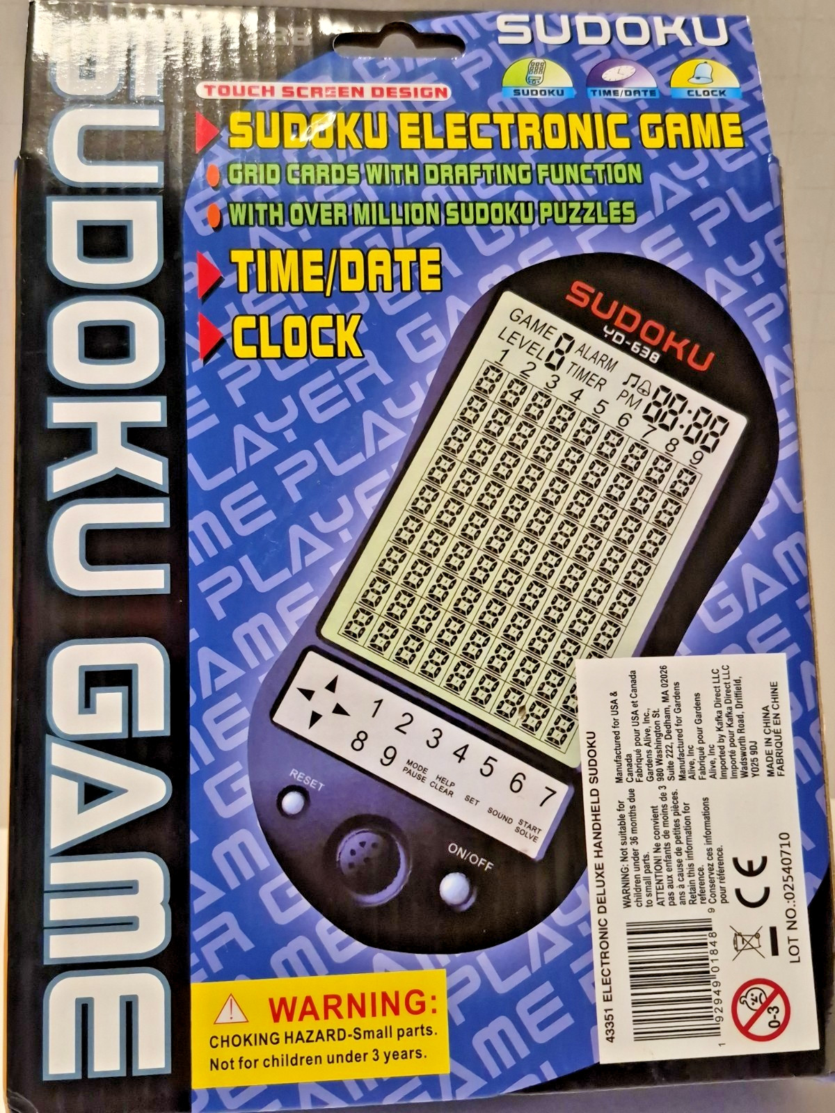 Sudoku Electronic Handheld Game YD-638 With Time Date Clock New