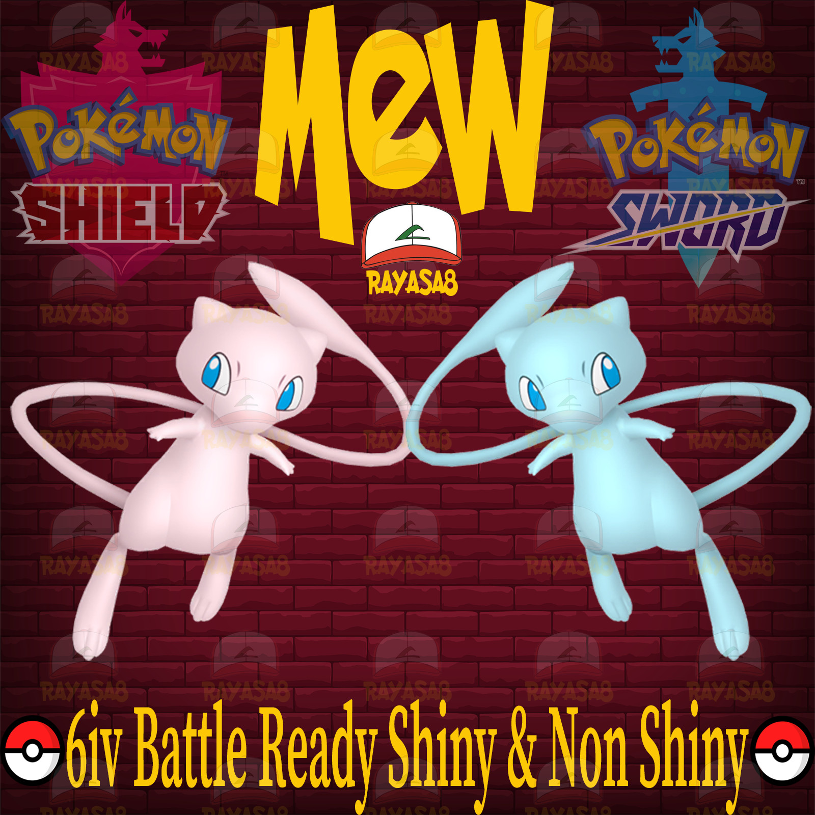 Pokemon Sword & Shield Mew Mythical 6IV Battle Ready 🌟Shiny🌟 & Non Shiny
