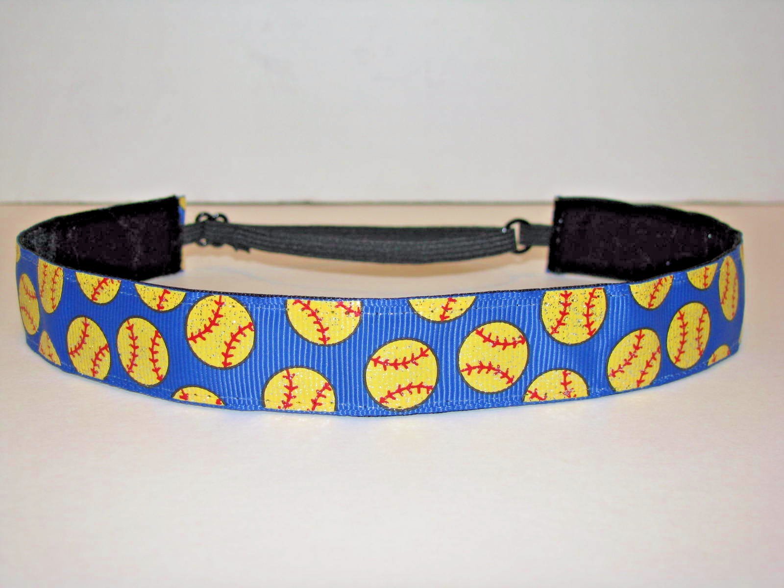 GLITTER ROYAL BLUE SOFTBALL Nonslip Headband adjustable Sweaty Sports Hair Band
