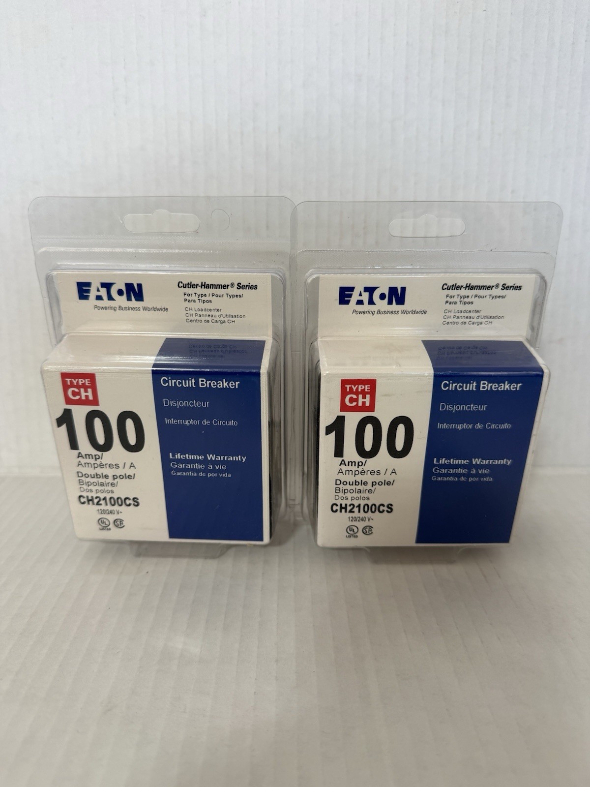 LOT OF (2) Eaton CH2100CS Thermal Magnetic Circuit Breaker 2PK 120/240