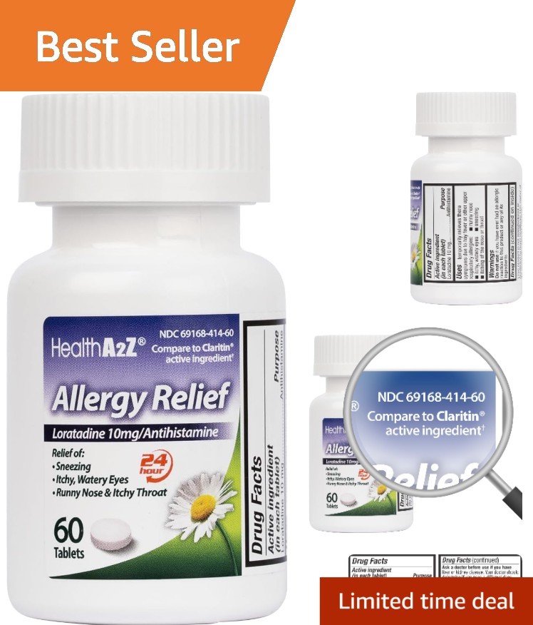 60 Tablets of Loratadine 10mg - All-Day Allergy Relief for Active Families