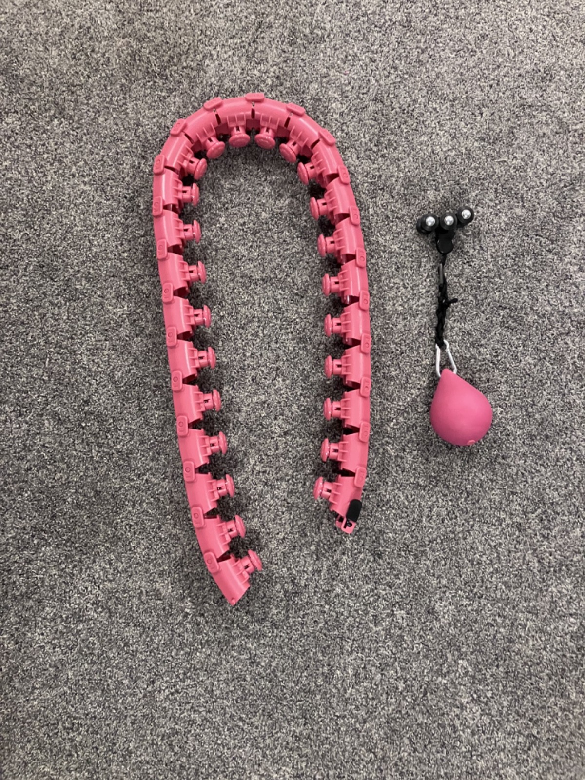 Joy Jump Pink Weighted Hoop Exercise Belt 24 Loops Hula Hoop Gravity Ball 54"