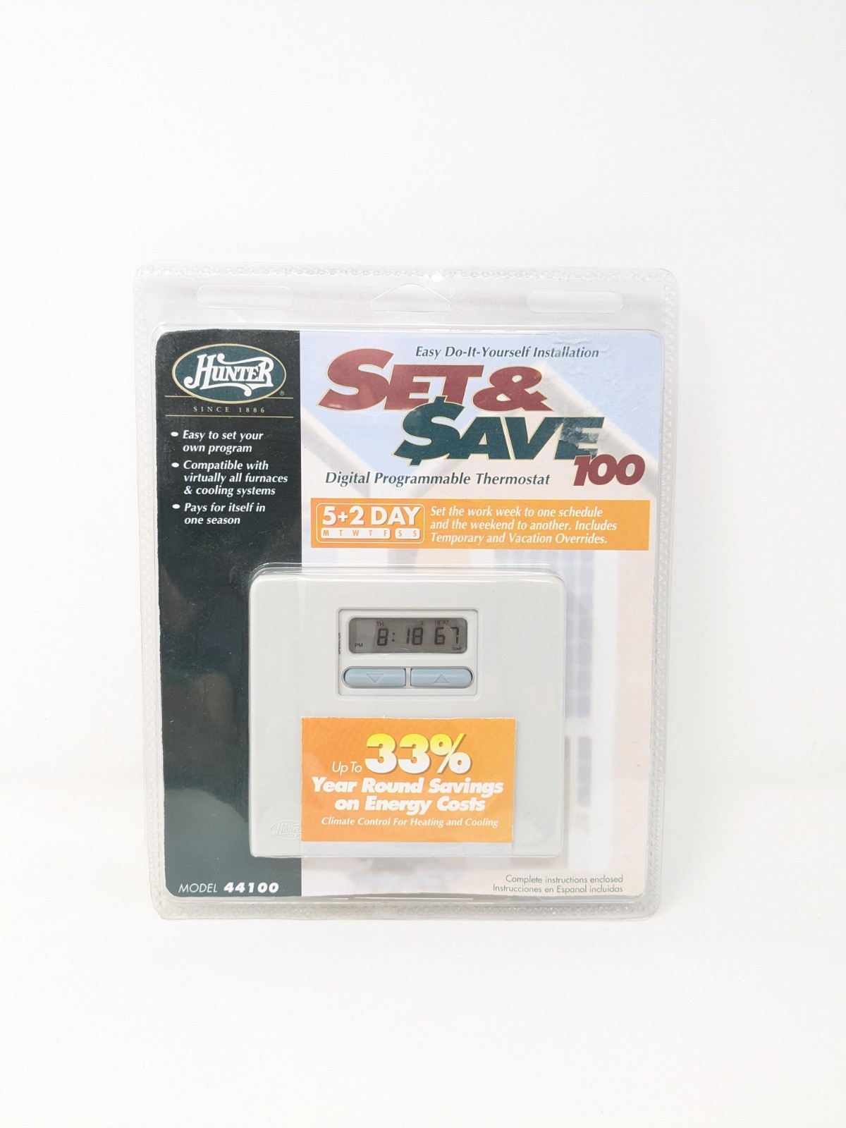 NEW Hunter 1996 Set And Save 100 Digital 7 Day Programmable Thermostat 44100 NOS