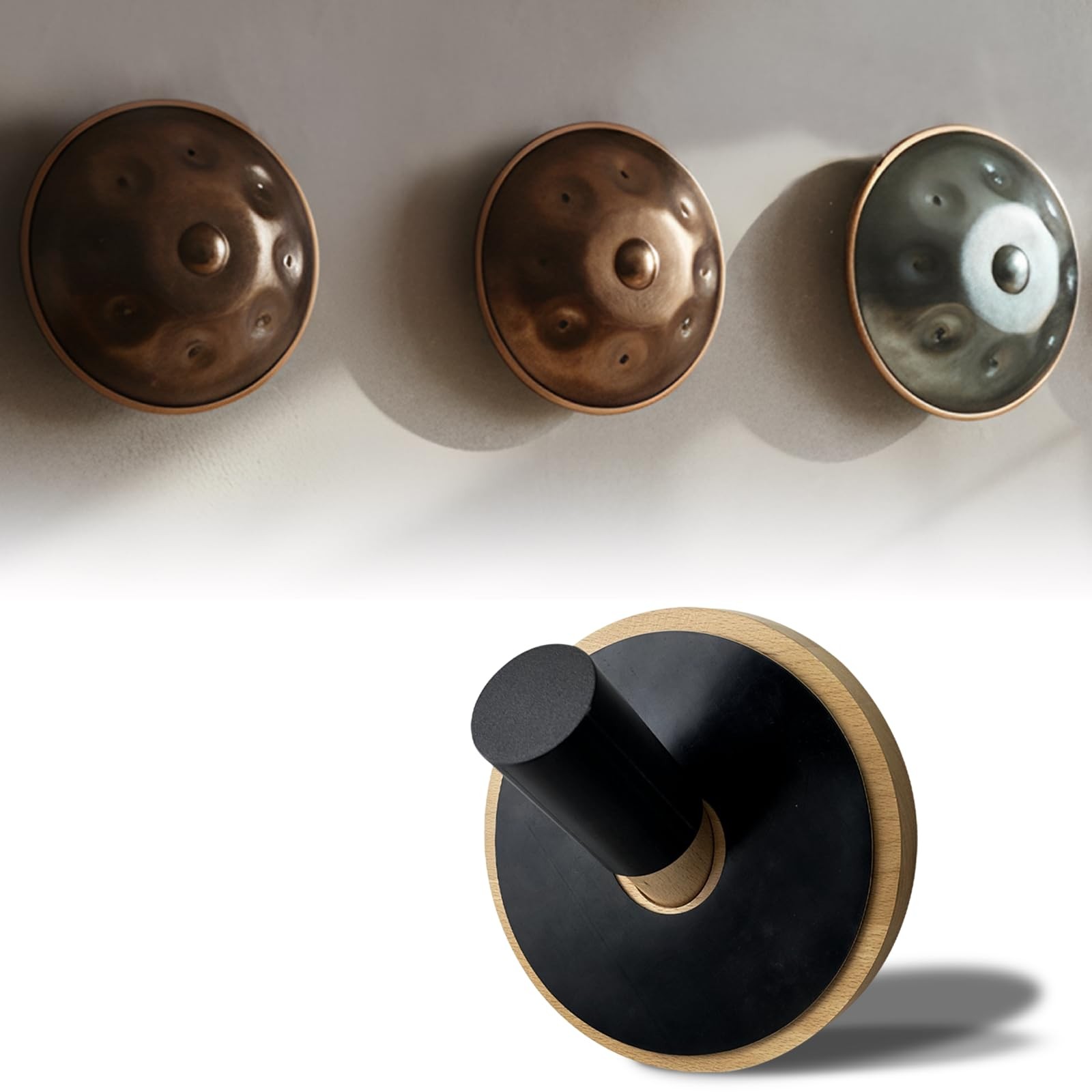 liwupro Handpan Drum Wall Mount, Wooden Steel Tongue Drums Hanger with Rubber...