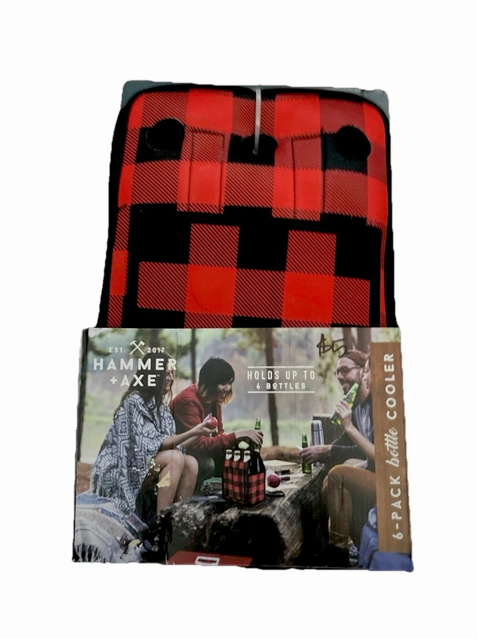 Hammer + Axe 6-Pack Beer Bottle/Wine Cooler Insulated Carrier. Folds Flat. New