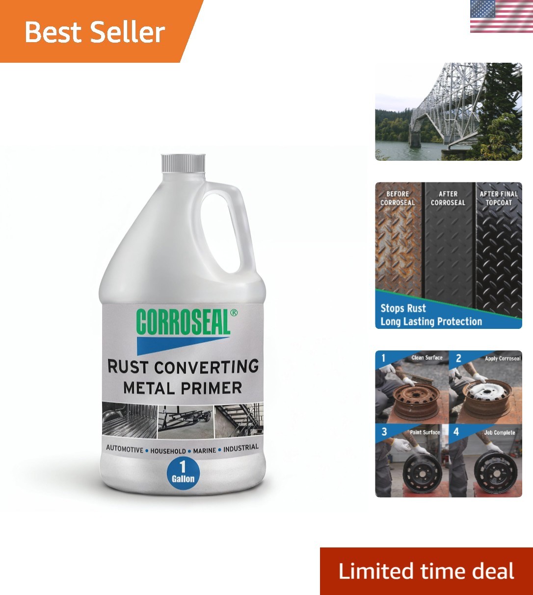 1 Gallon Rust Converter & Metal Primer - One-Step Solution for Corrosion Control