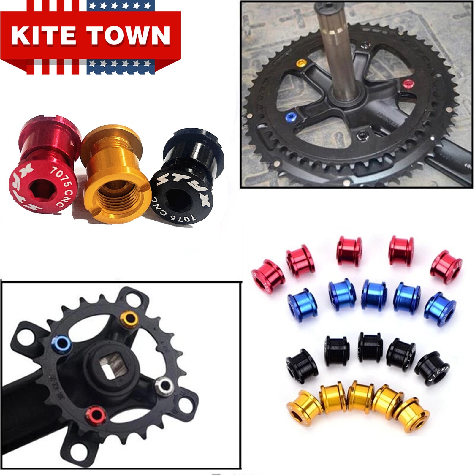 5PCS MTB Road Bike Chainring Bolts Screws Aluminium 7075 Single/Double/Triple