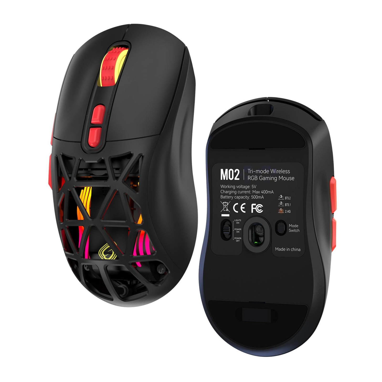 Wireless Gaming Mouse, RechargeableandRechange Shell,RGB Programmable Macro M...