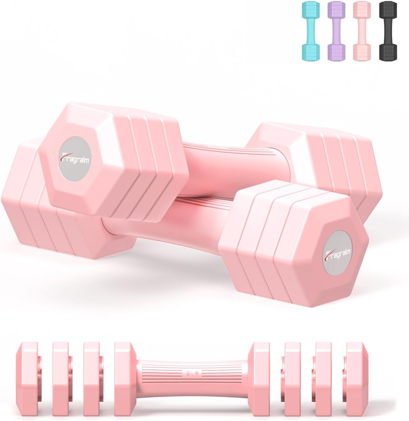 Adjustable Dumbbells Set, 4 in 1 Hand Weights Set for Women Men 10 LB/ 12 LB Dum