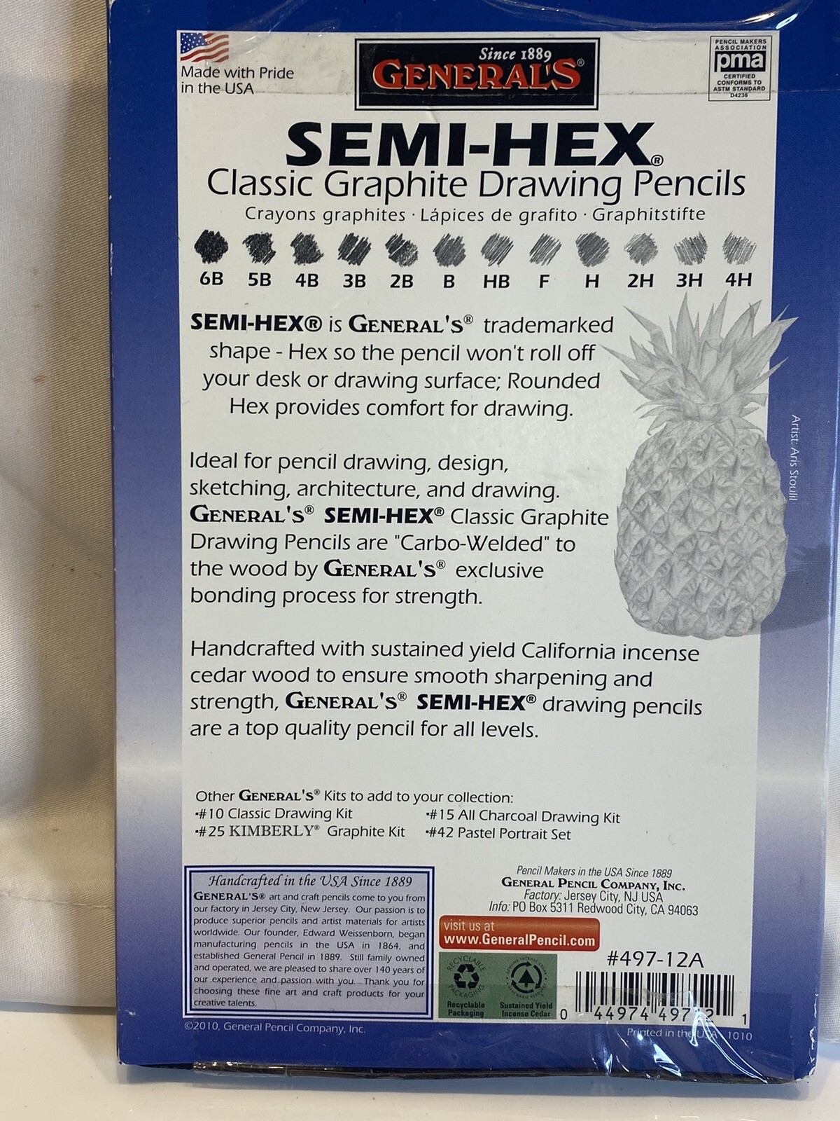 Semi-Hex Graphite Drawing Pencils 12/Pkg-