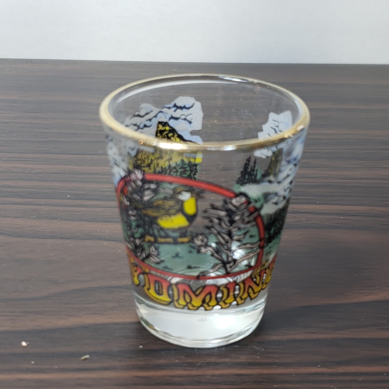 Wyoming wrap around shot glass