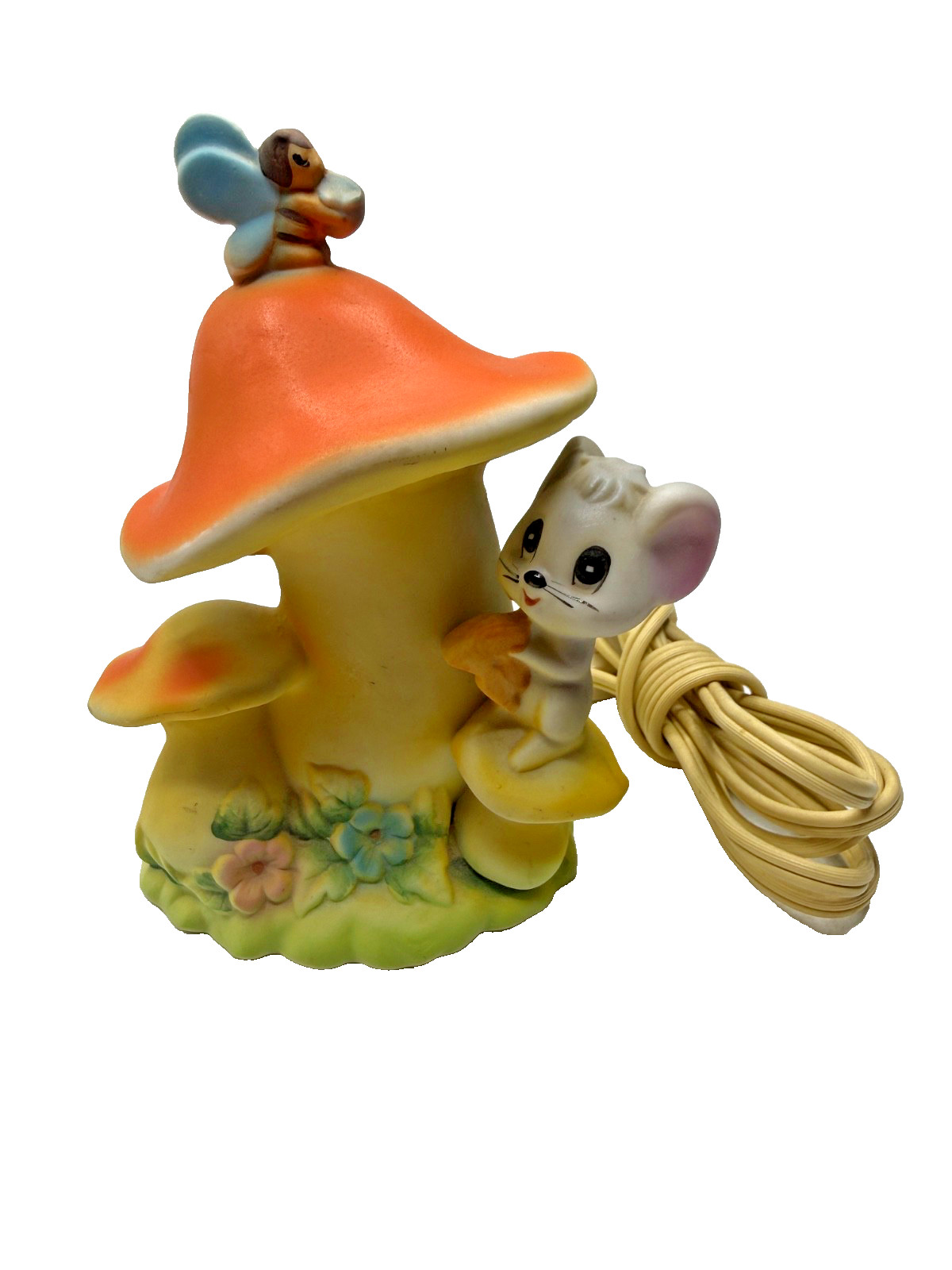 Vintage Lefton Mouse Mushroom Cheese Butterfly Ceramic Nightlight