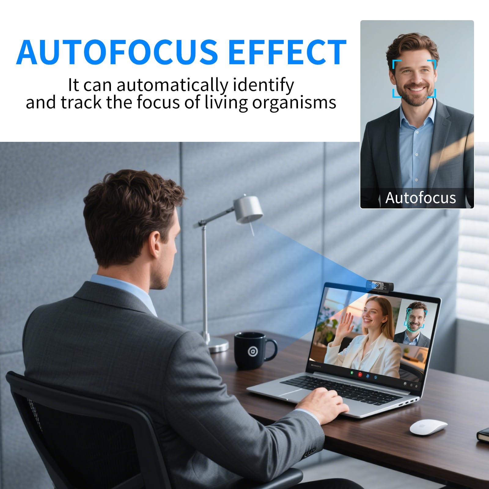 4K Webcam PC Full HD Video Calling Light Correction Skype Zoom Facetime